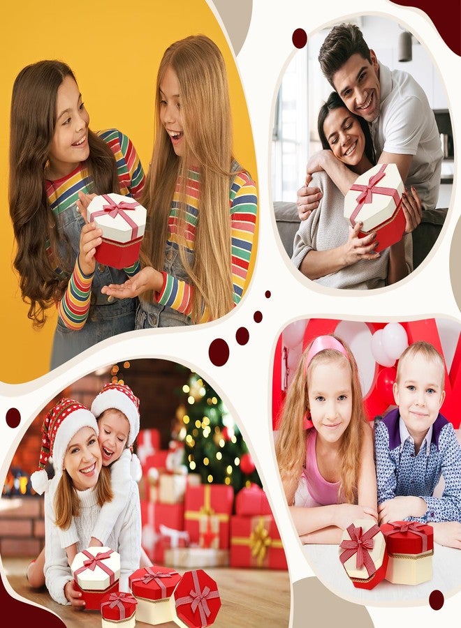 ReliThick 6 Pack Valentines Day Large Nesting Gift Boxes with Lid Ribbon Assorted Sizes Octagonal Shaped Boxes for Presents Wrapping Gift Wedding Anniversary Birthday Party Favor(Red and White) - Image 4
